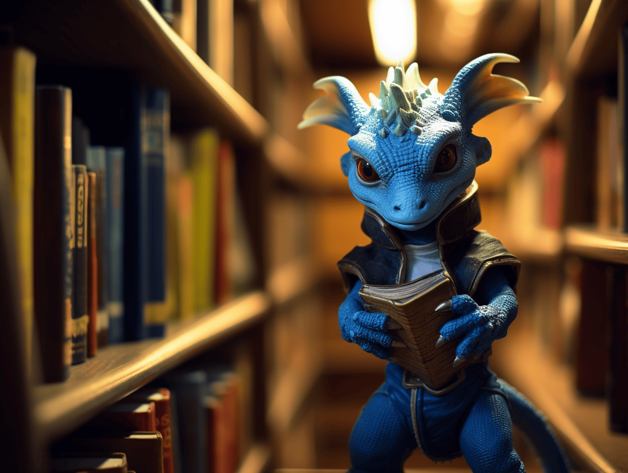 max.ish a small blue kobold finds a very evil book in a library e95075e7 ff43 4cfd 88b6 de445e95ac6c