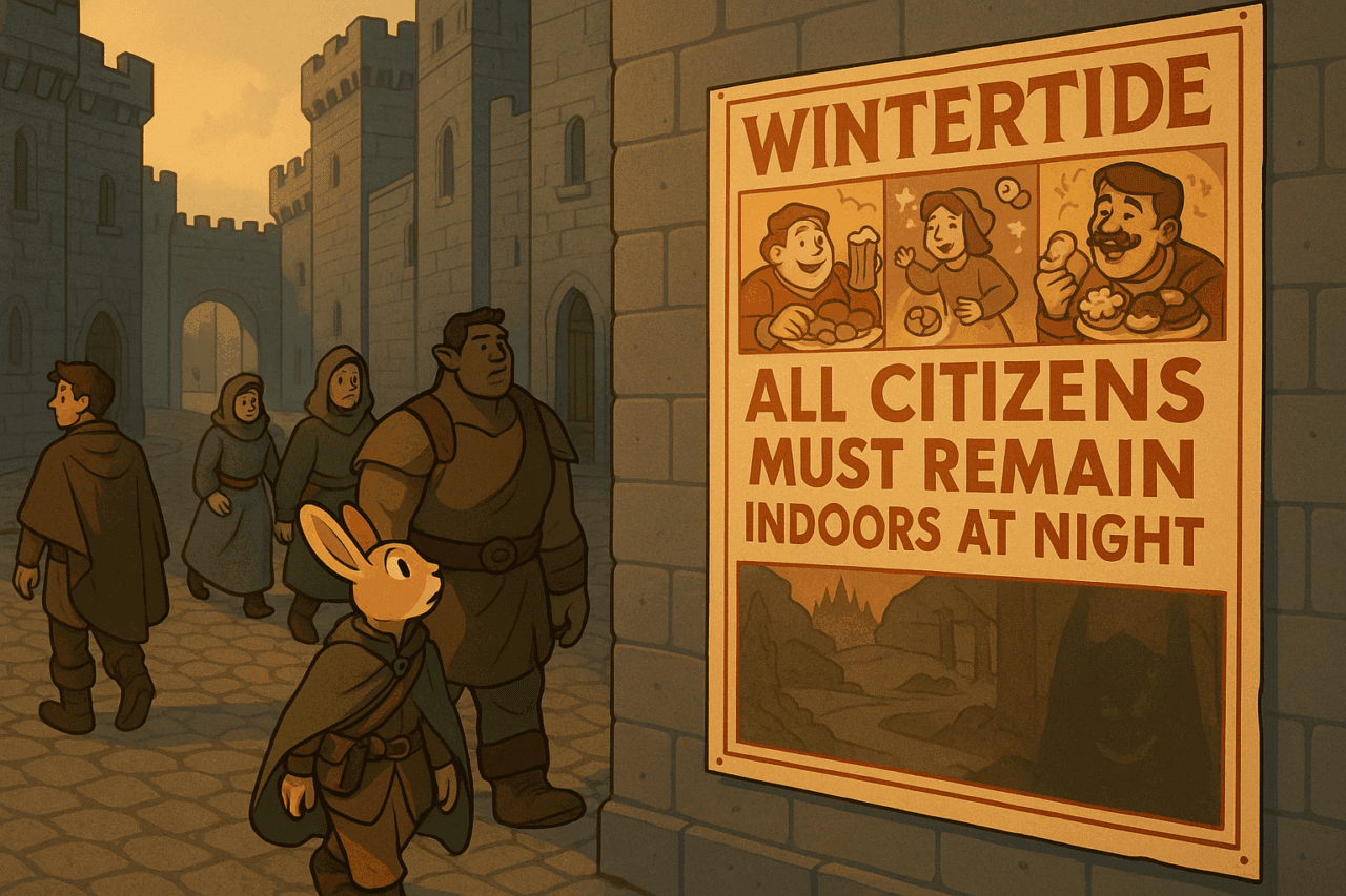 4 Wintertide Warning on Cobblestone Street