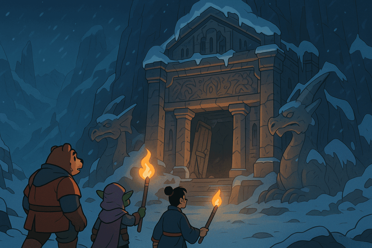 Adventurers at the Snowy Dragon Temple