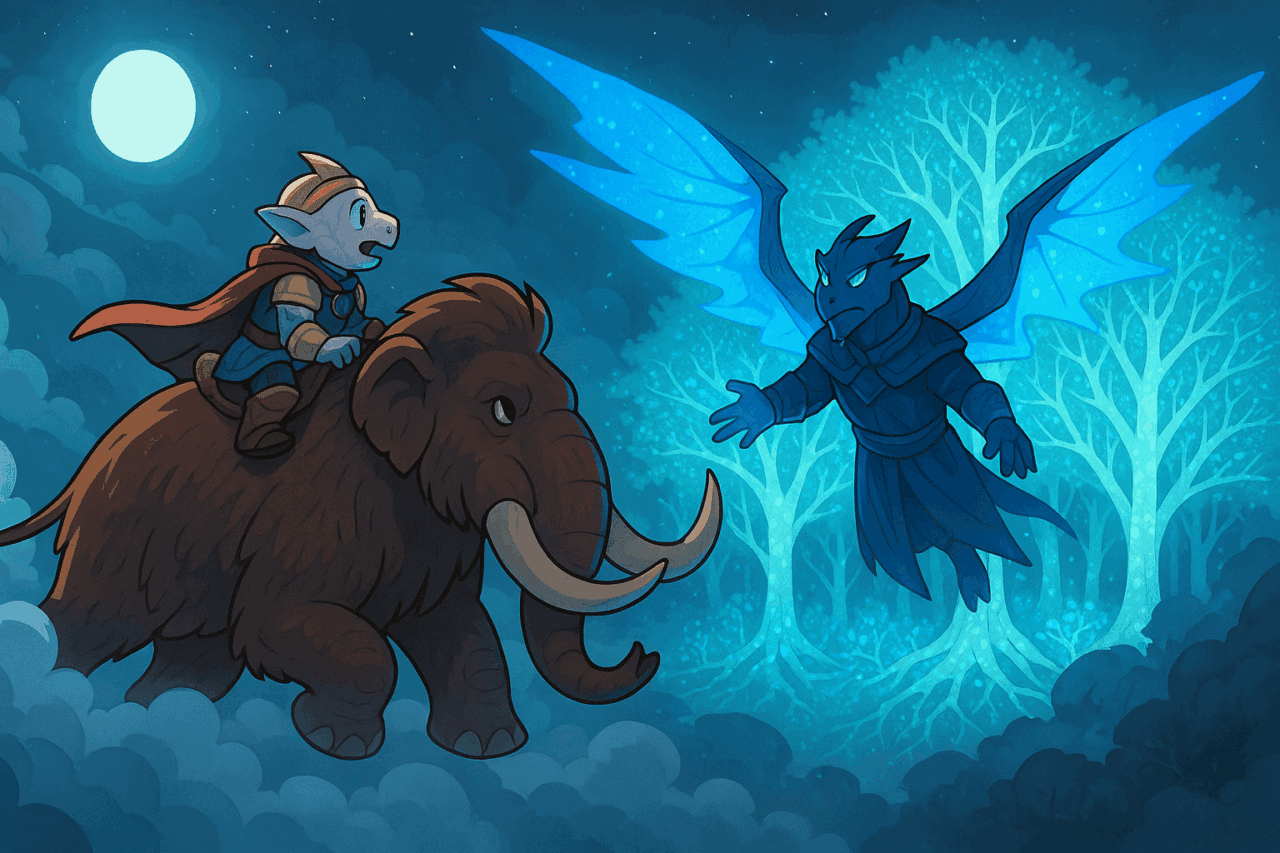 Kobold Rider and Dragonborn in Twilight